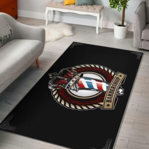 Barber Shop Area Rug Black King Barber Pole