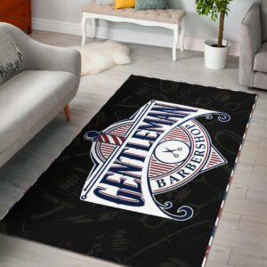 Barber Shop Rug Gentleman Black Full Size