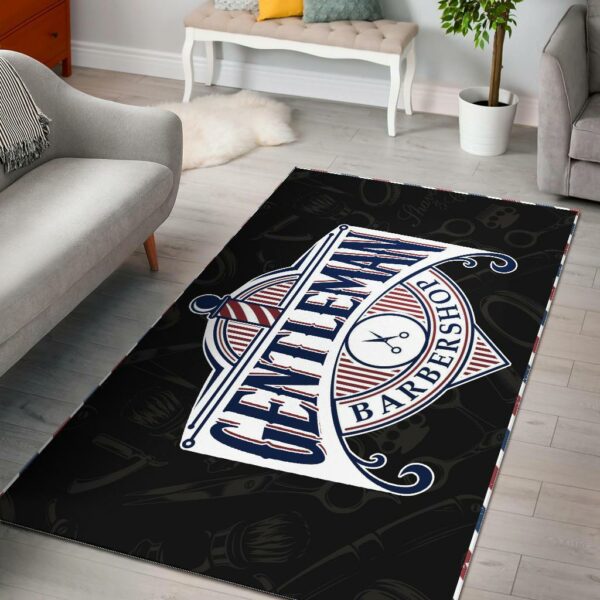 Barber Shop Rug Gentleman Black Full Size