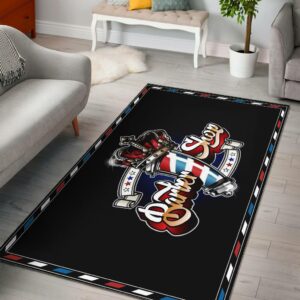 Barber Shop Rug King Barber Pole Black Full Size