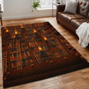 Book Lover Librarian Rug Vintage Library Bookshelf