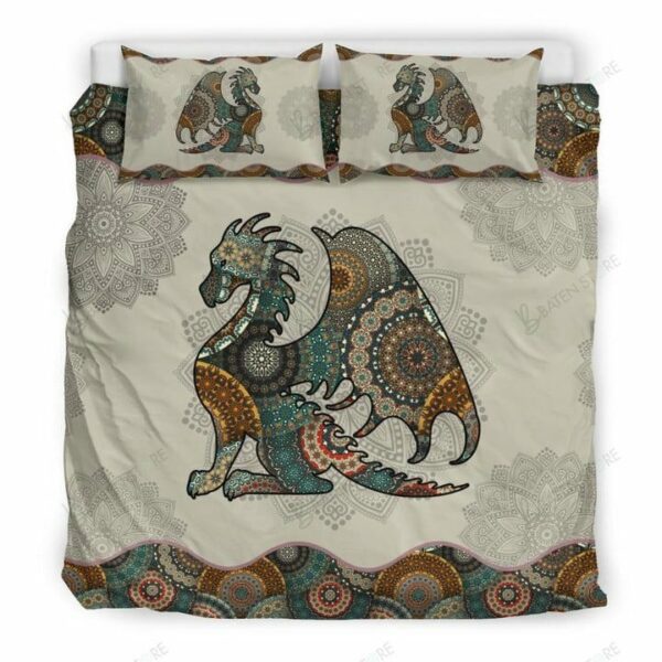 Dragon Bedding Set Vintage Mandala