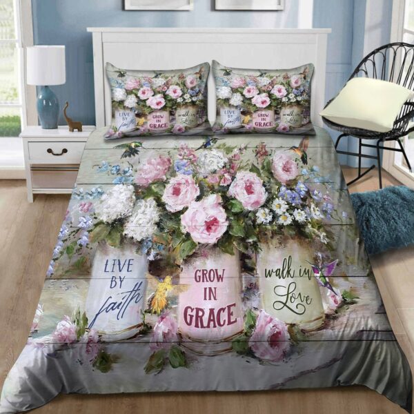Hummingbird Bedding Set Live By Faith Grow In Grace Walk In Love