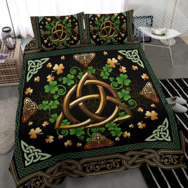 Ireland Celtic Bedding Set Irish Shamrock With Celtic Triquetra