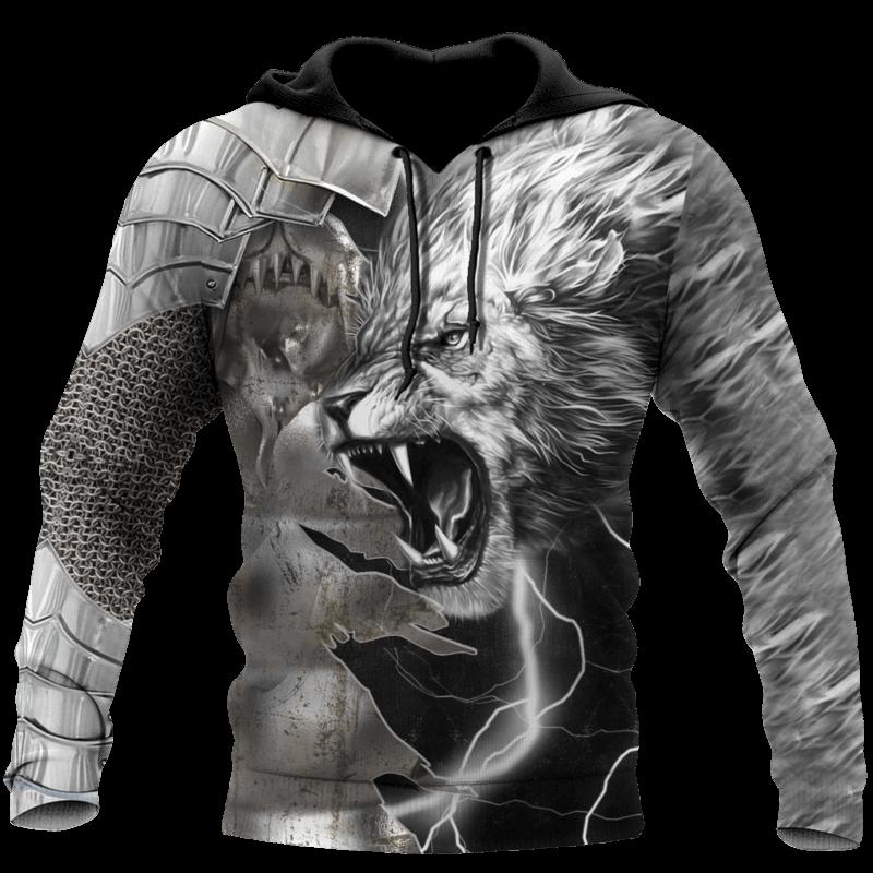 Lion Warrior Armor 3D All Over Printed Viking Hoodie