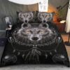 Native American Bedding Set Black Wolf