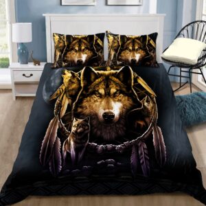 Native American Bedding Set Wolf Dreamcatcher