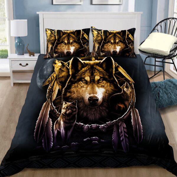 Native American Bedding Set Wolf Dreamcatcher