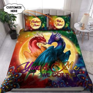 Personalized Dragon Couple Bedding Set You And Me We Got This