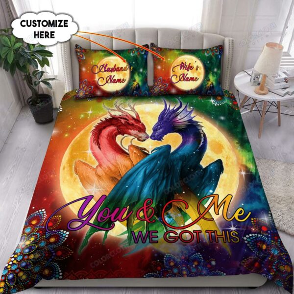 Personalized Dragon Couple Bedding Set You And Me We Got This