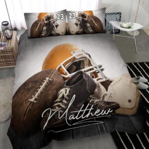 Personalized Football Bedding Set America Football Vintage Player
