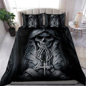 Praying Skull Bedding Set Black