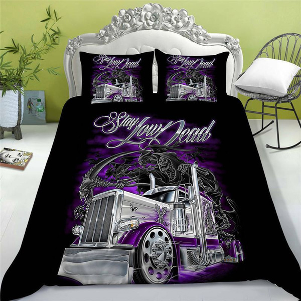 Trucker Bedding Set Stay Low Dead Truck With Death