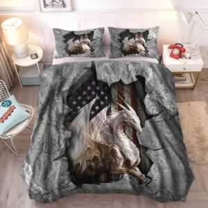 White Dragon Bedding Set American Flag