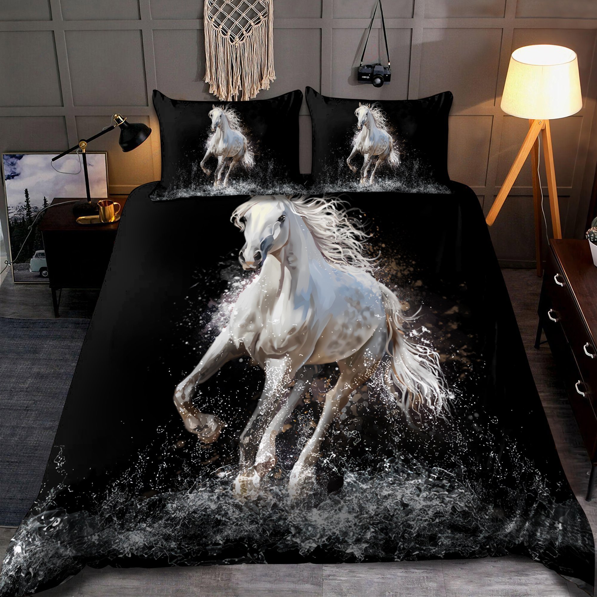 White Horse Bedding Set